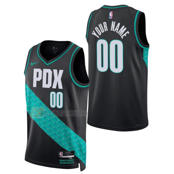 maillot custom portland trail blazers de homme noir city edition 2023