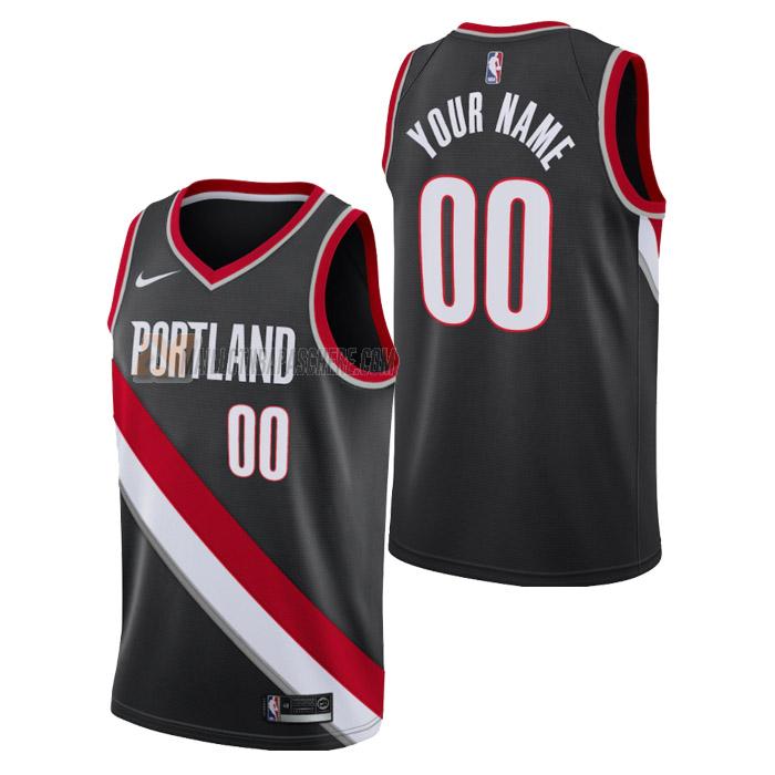 maillot custom portland trail blazers de homme noir icon edition 2023