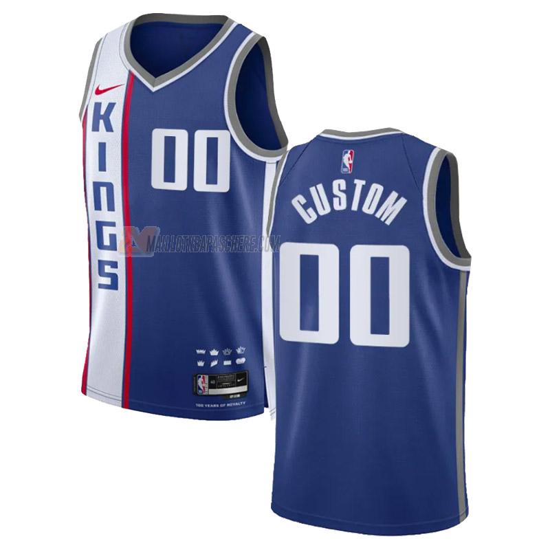 maillot custom sacramento kings de 0 homme bleu city edition 2023-24