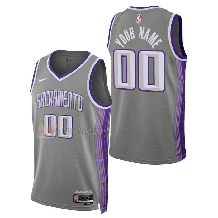 maillot custom sacramento kings de homme gris city edition 2023