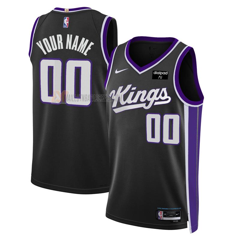 maillot custom sacramento kings de homme noir icon edition 2023-24