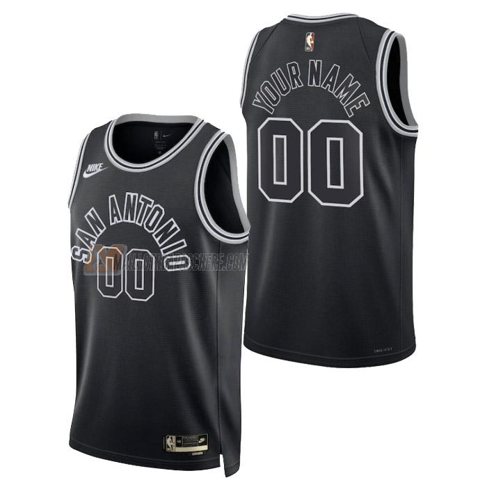 maillot custom san antonio spurs de homme noir classic edition 2023