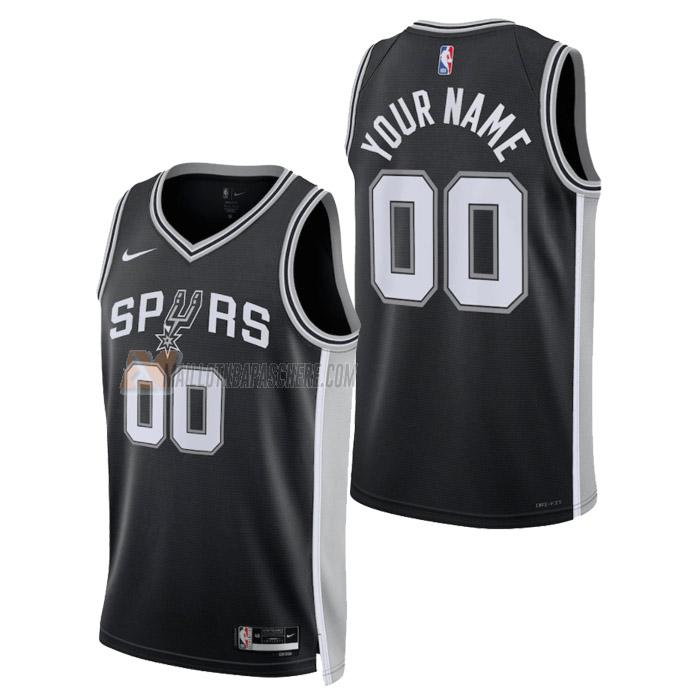 maillot custom san antonio spurs de homme noir icon edition 2023