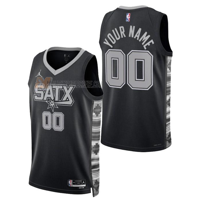 maillot custom san antonio spurs de homme noir statement edition 2023