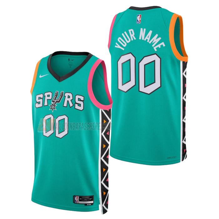 maillot custom san antonio spurs de homme vert city edition 2023