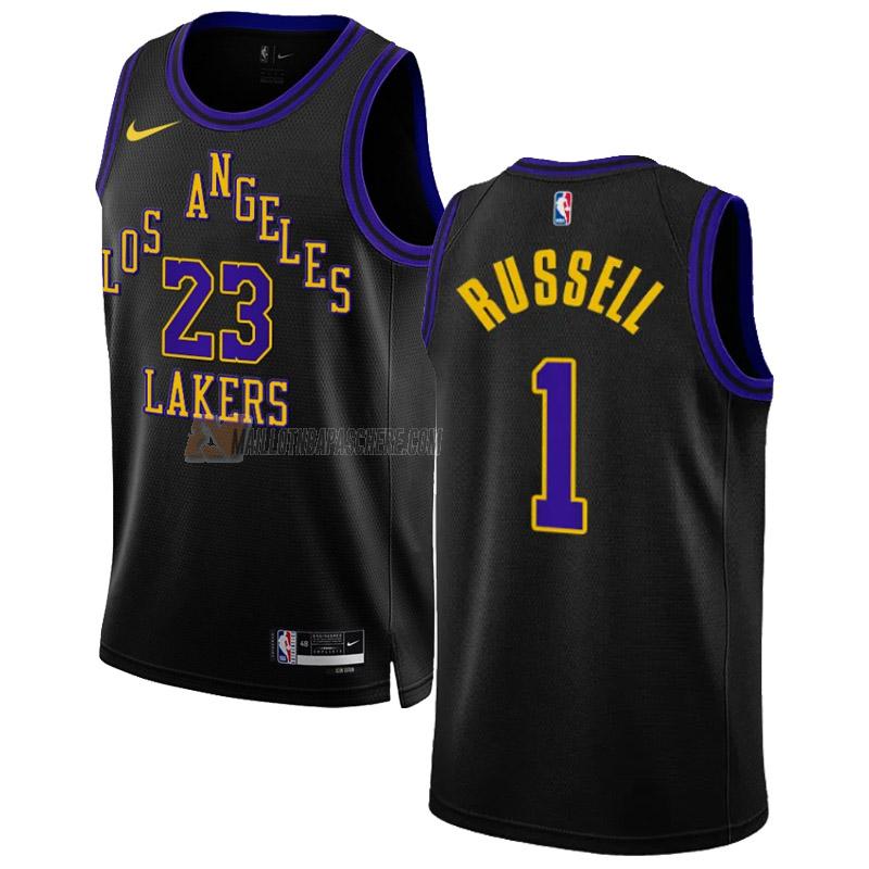 maillot d'angelo russell los angeles lakers de 1 homme noir city edition 2023-24