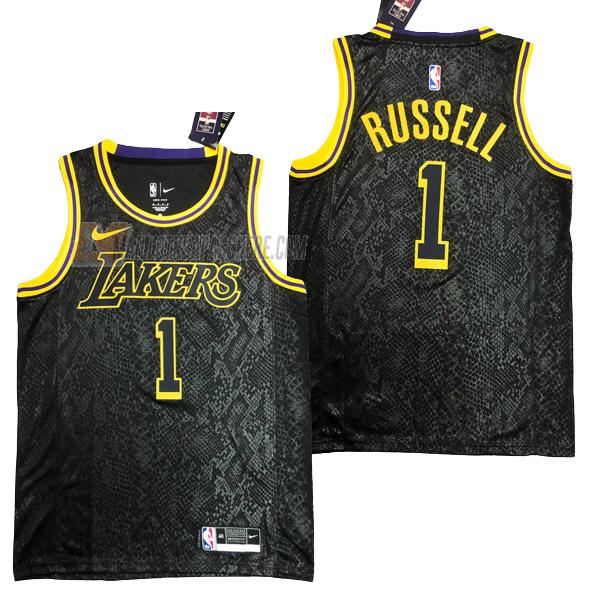 maillot d'angelo russell los angeles lakers de 1 homme noir mamba edition 2020