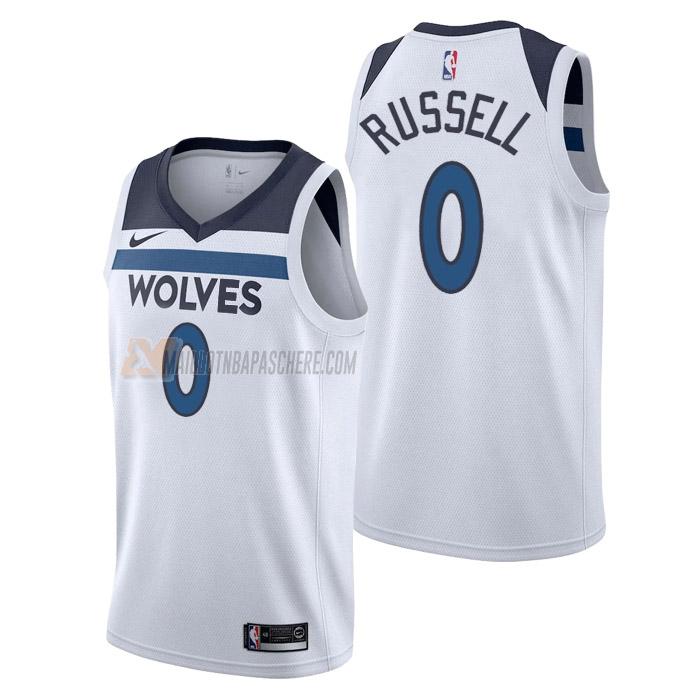 maillot d'angelo russell minnesota timberwolves de 0 homme blanc association edition 2023