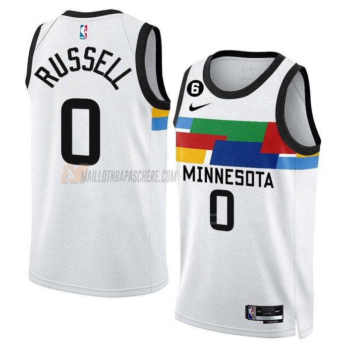 maillot d'angelo russell minnesota timberwolves de 0 homme blanc city edition 2023