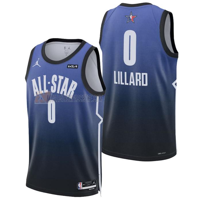 maillot damian lillard nba all-star de 0 homme bleu 2023