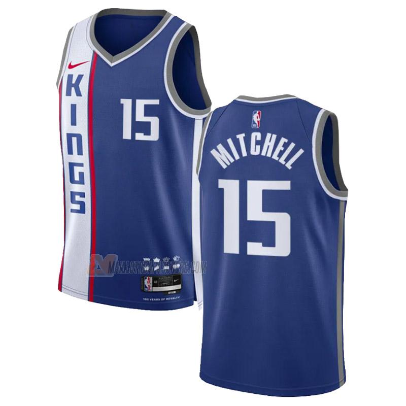 maillot davion mitchell sacramento kings de 15 homme bleu city edition 2023-24