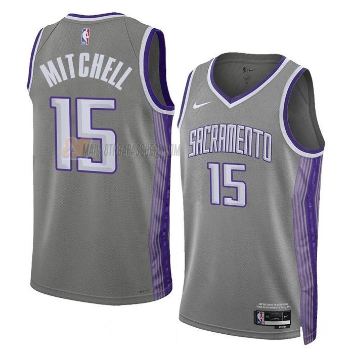 maillot davion mitchell sacramento kings de 15 homme gris city edition 2023