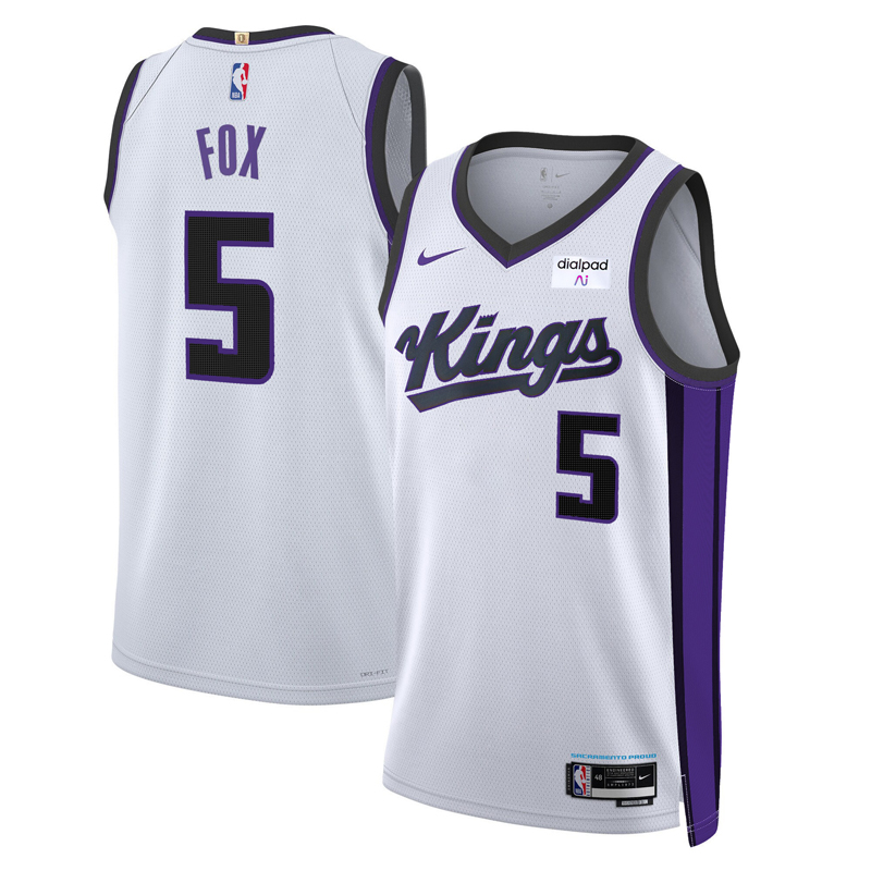 maillot de'aaron fox sacramento kings de 5 homme blanc association edition 2023-24