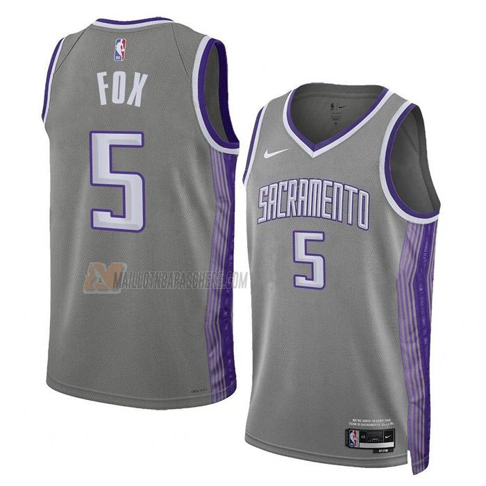 maillot de'aaron fox sacramento kings de 5 homme gris city edition 2023