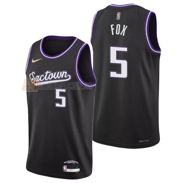 maillot de'aaron fox sacramento kings de 5 homme noir city edition 2022