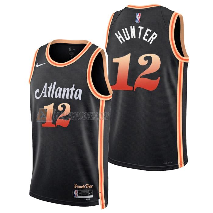 maillot de'andre hunter atlanta hawks de 12 homme noir city edition 2023