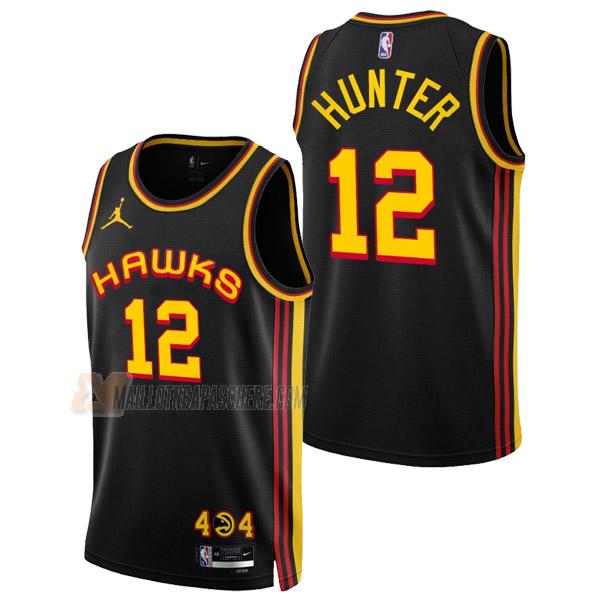 maillot de'andre hunter atlanta hawks de 12 homme noir statement edition 2023