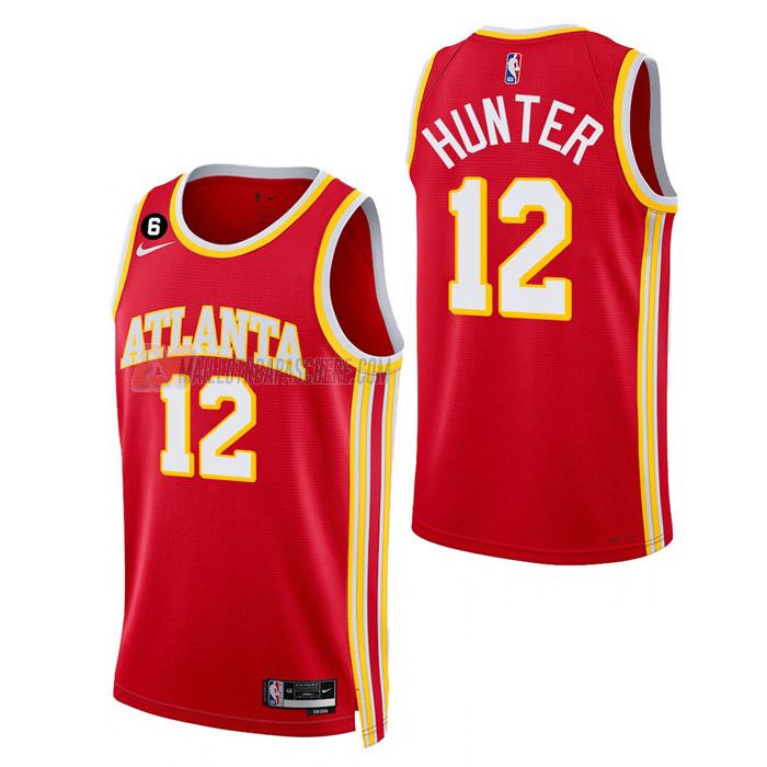 maillot de'andre hunter atlanta hawks de 12 homme rouge icon edition 2023