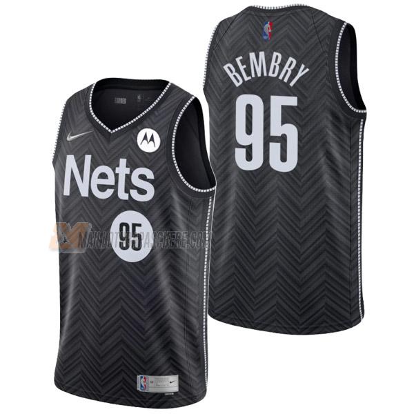 maillot deandre' bembry brooklyn nets de 95 homme noir earned edition 2022