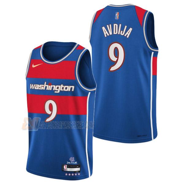 maillot deni avdija washington wizards de 9 homme bleu city edition 2022