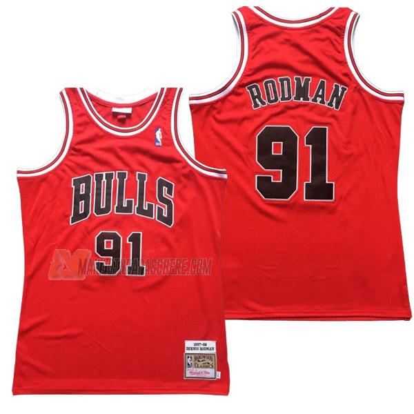 maillot dennis rodman chicago bulls de 91 homme rouge 23210c42