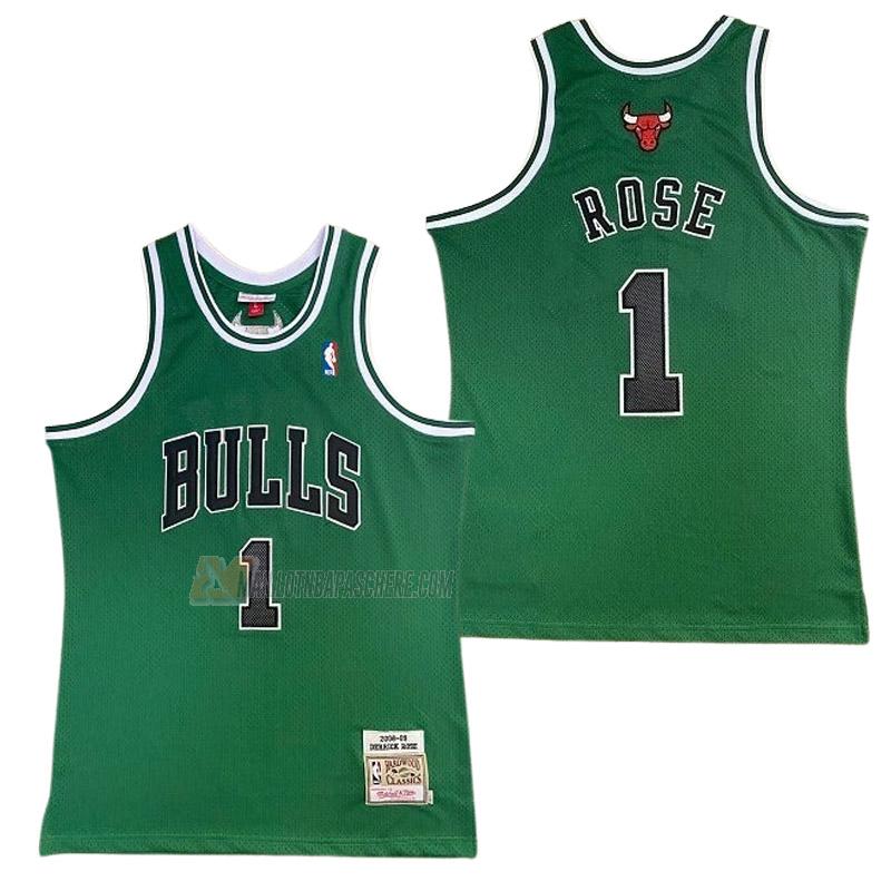 maillot derrick rose chicago bulls de 1 homme vert retro