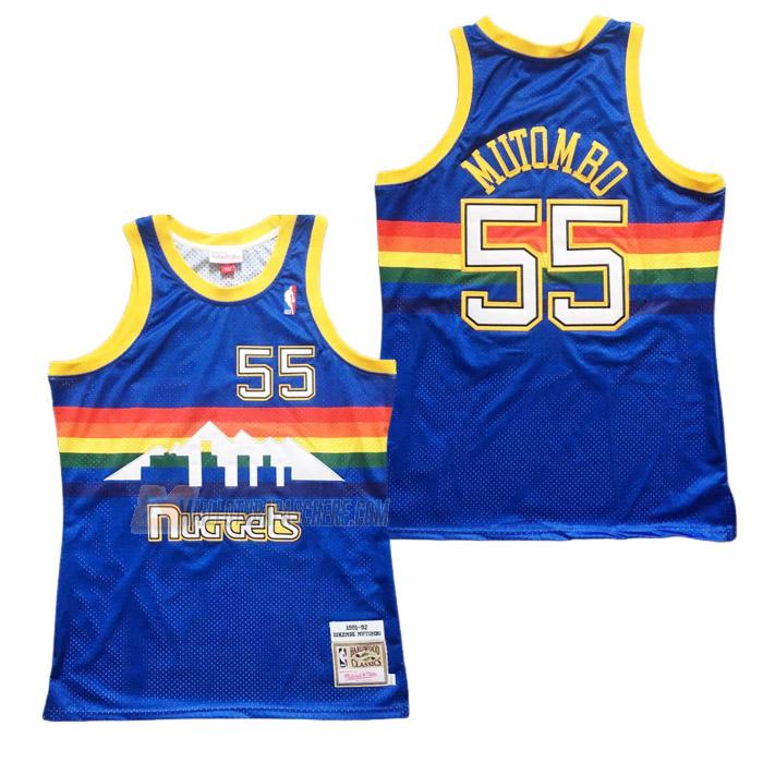 maillot dikembe mutombo denver nuggets de 55 homme bleu retro