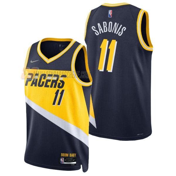 maillot domantas sabonis indiana pacers de 11 homme bleu marine city edition 2022