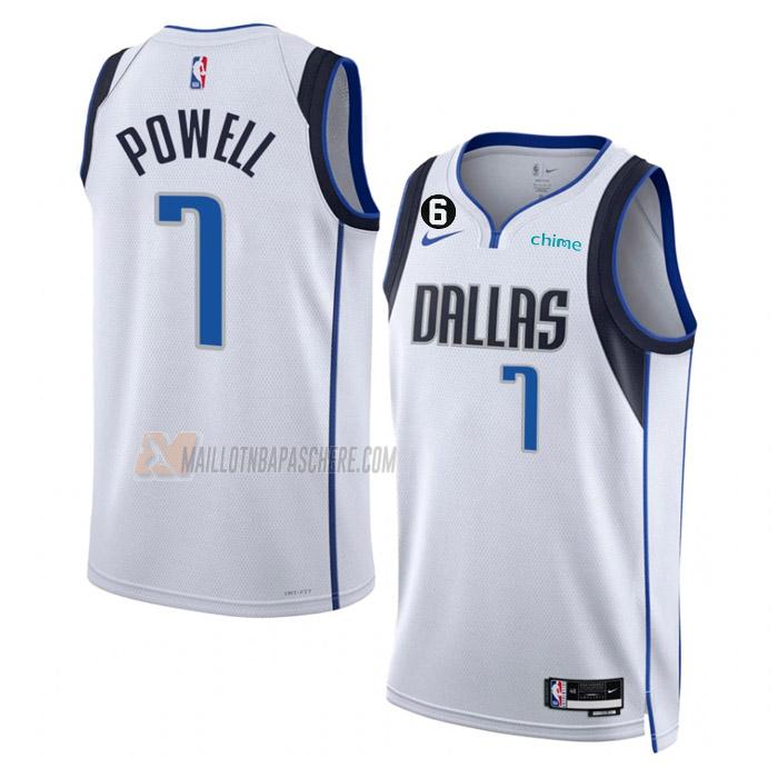 maillot dwight powell dallas mavericks de 7 homme blanc association edition 2023