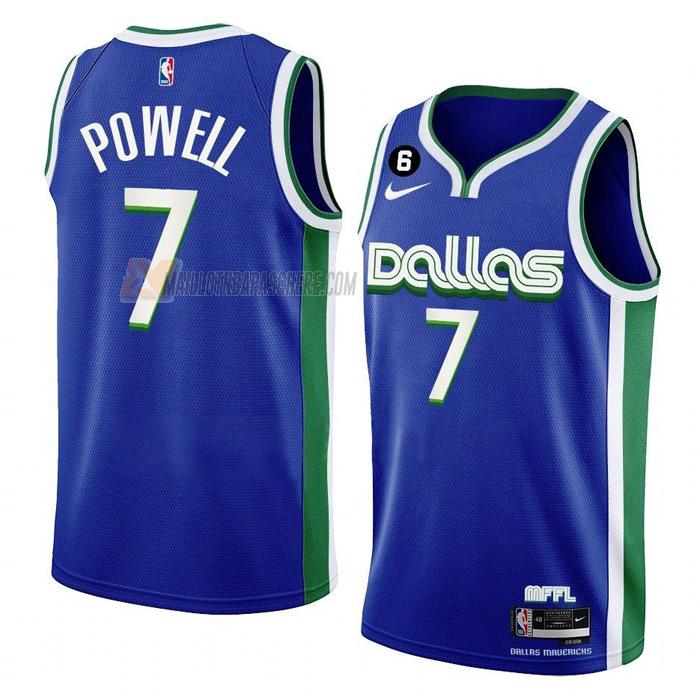 maillot dwight powell dallas mavericks de 7 homme bleu city edition 2023