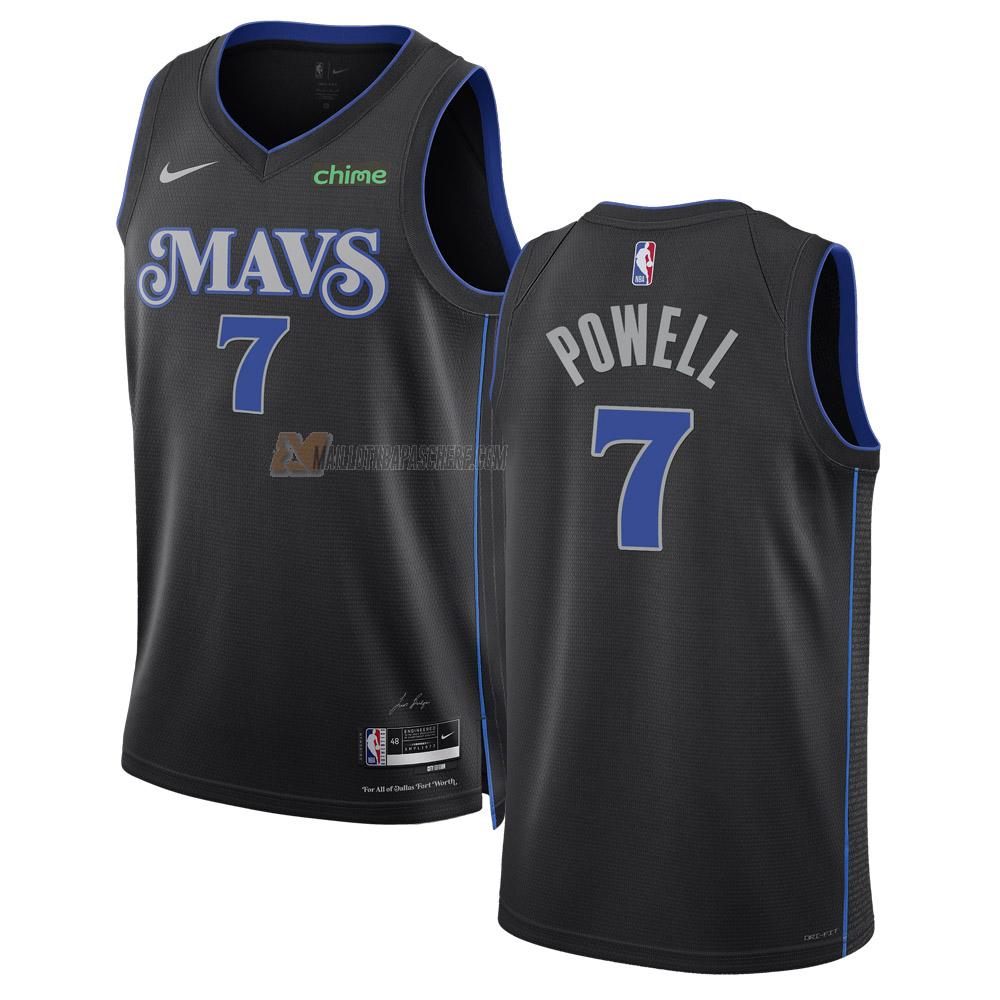 maillot dwight powell dallas mavericks de 7 homme noir city edition 2023-24