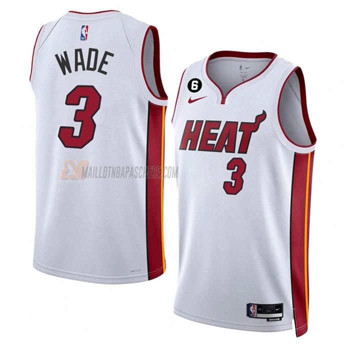 maillot dwyane wade miami heat de 3 homme blanc association edition 2023