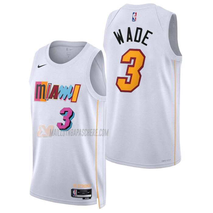 maillot dwyane wade miami heat de 3 homme blanc city edition 2023