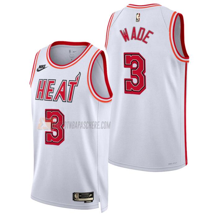 maillot dwyane wade miami heat de 3 homme blanc classic edition 2023