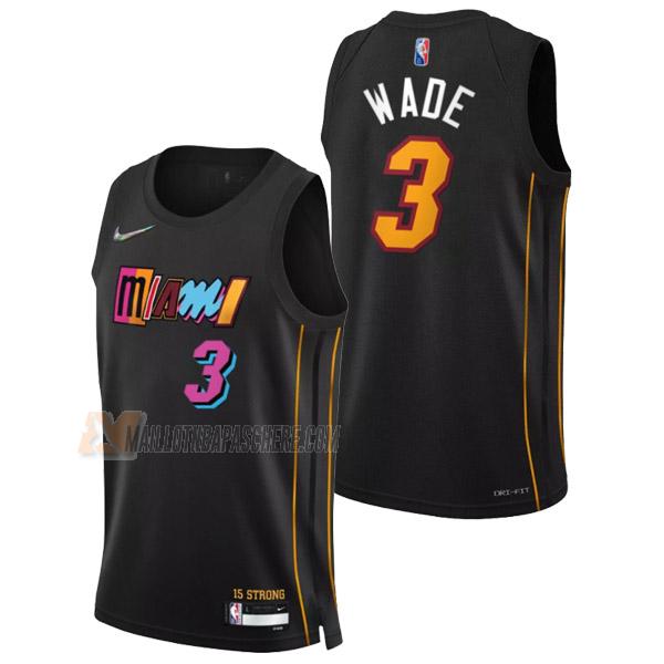 maillot dwyane wade miami heat de 3 homme noir city edition 2022