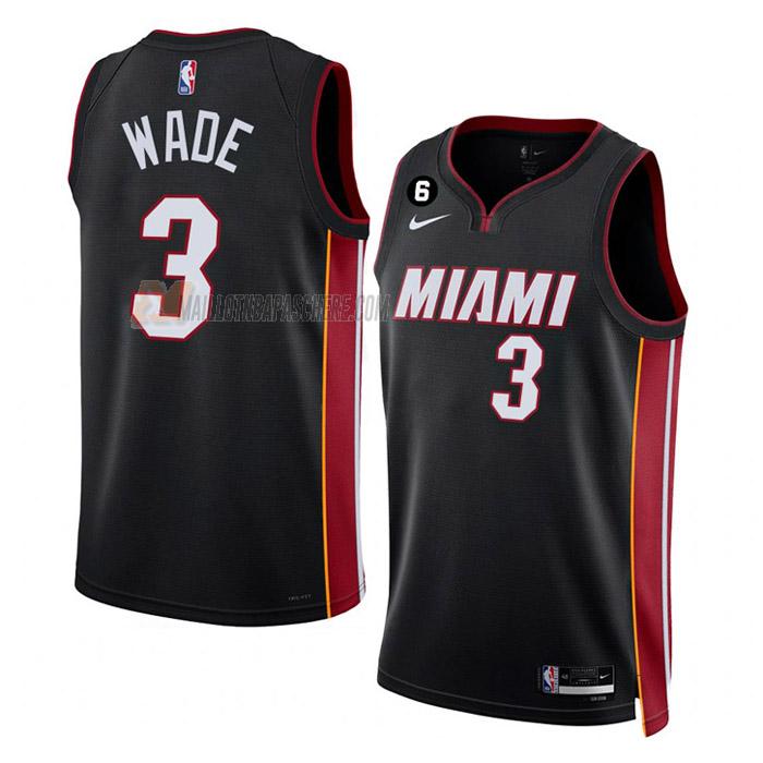 maillot dwyane wade miami heat de 3 homme noir icon edition 2023