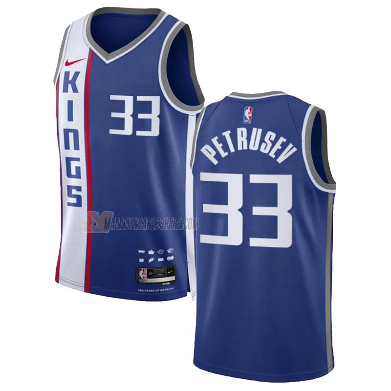 maillot filip petrusev sacramento kings de 33 homme bleu city edition 2023-24