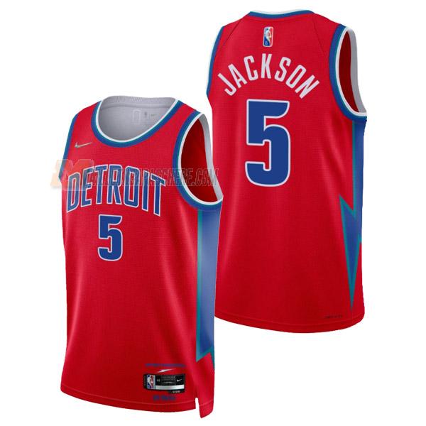 maillot frank jackson detroit pistons de 5 homme rouge city edition 2022