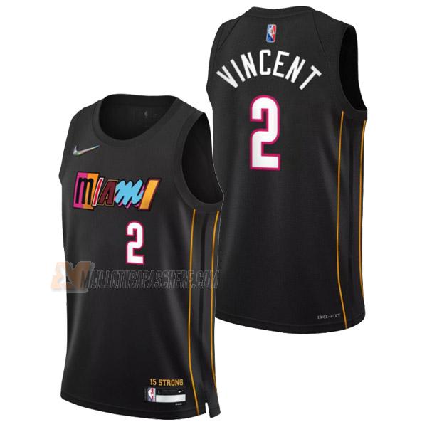 maillot gabe vincent miami heat de 2 homme noir city edition 2022