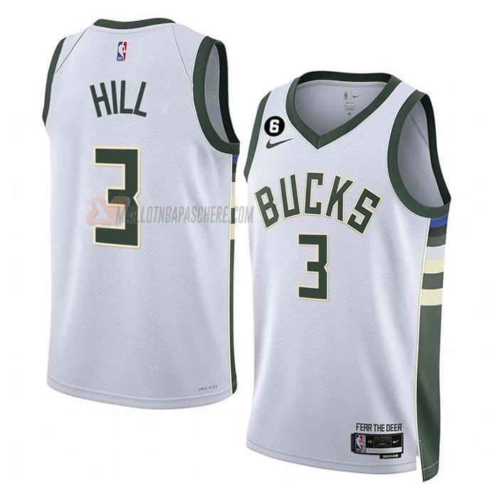 maillot george hill milwaukee bucks de 3 homme blanc association edition 2023