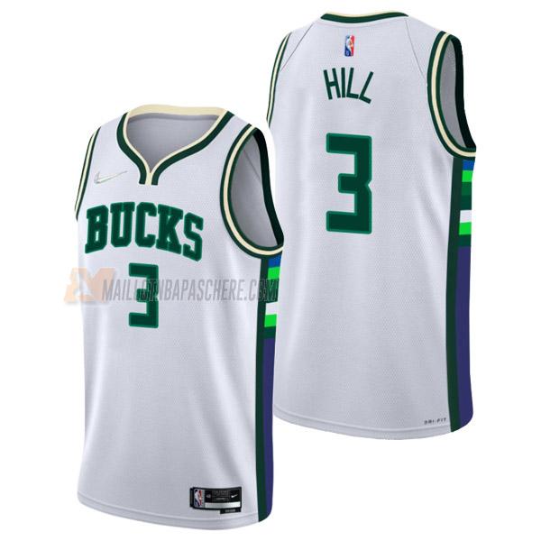 maillot george hill milwaukee bucks de 3 homme blanc city edition 2022