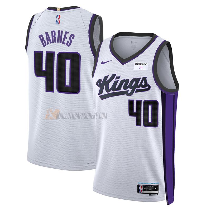 maillot harrison barnes sacramento kings de 40 homme blanc association edition 2023-24