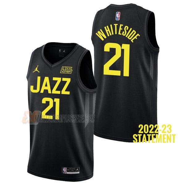 maillot hassan whiteside utah jazz de 21 homme noir statement edition 2023