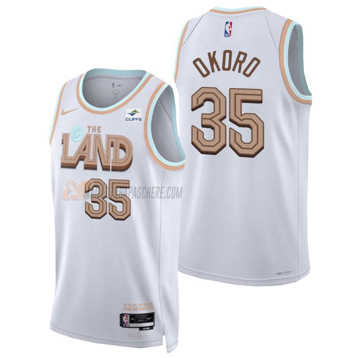 maillot isaac okoro cleveland cavaliers de 35 homme blanc city edition 2023