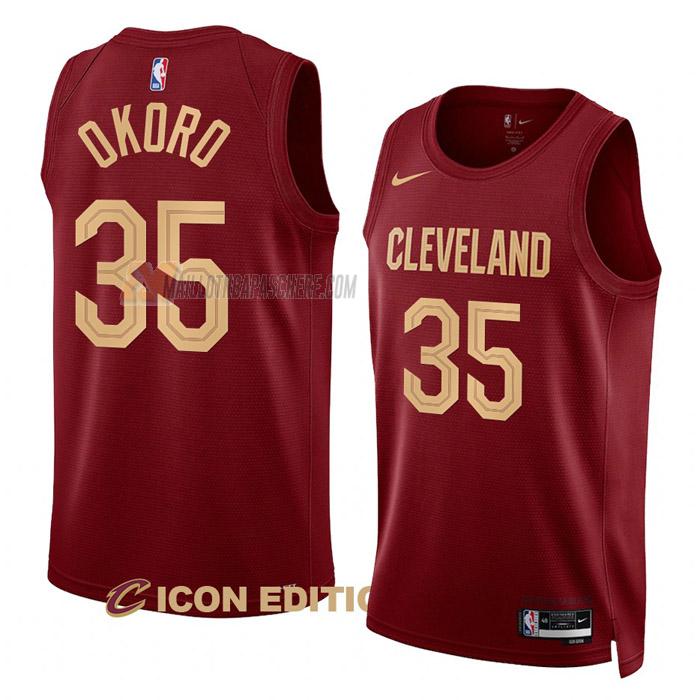 maillot isaac okoro cleveland cavaliers de 35 homme rouge icon edition 2023