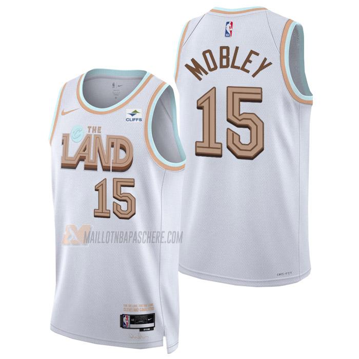 maillot isaiah mobley cleveland cavaliers de 15 homme blanc city edition 2023