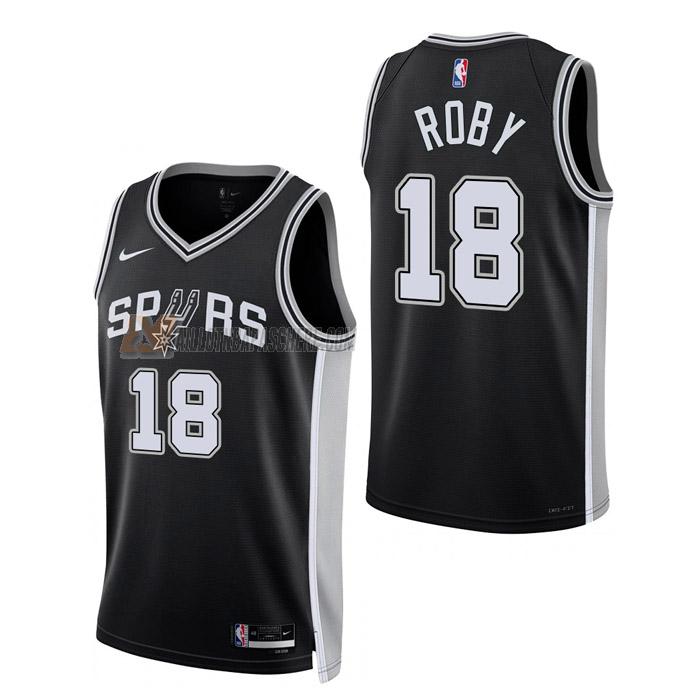 maillot isaiah roby san antonio spurs de 18 homme noir icon edition 2023