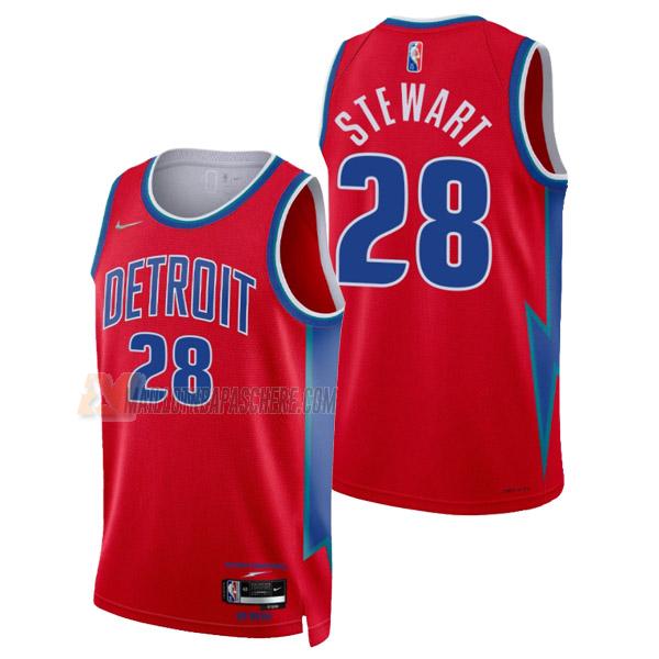 maillot isaiah stewart detroit pistons de 28 homme rouge city edition 2022