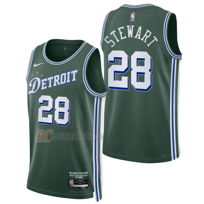 maillot isaiah stewart detroit pistons de 28 homme vert city edition 2023