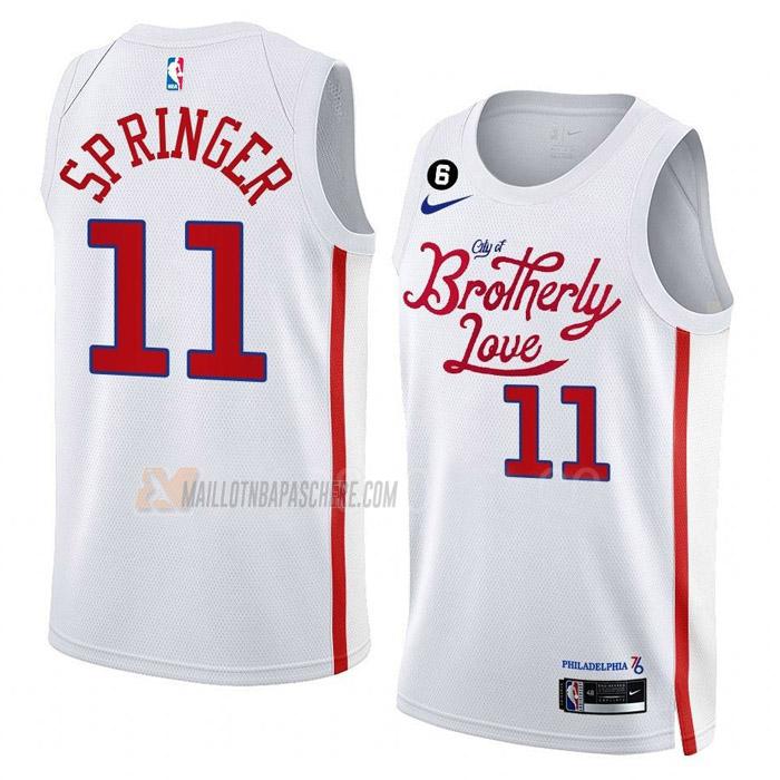 maillot jaden springer philadelphia 76ers de 11 homme blanc city edition 2023